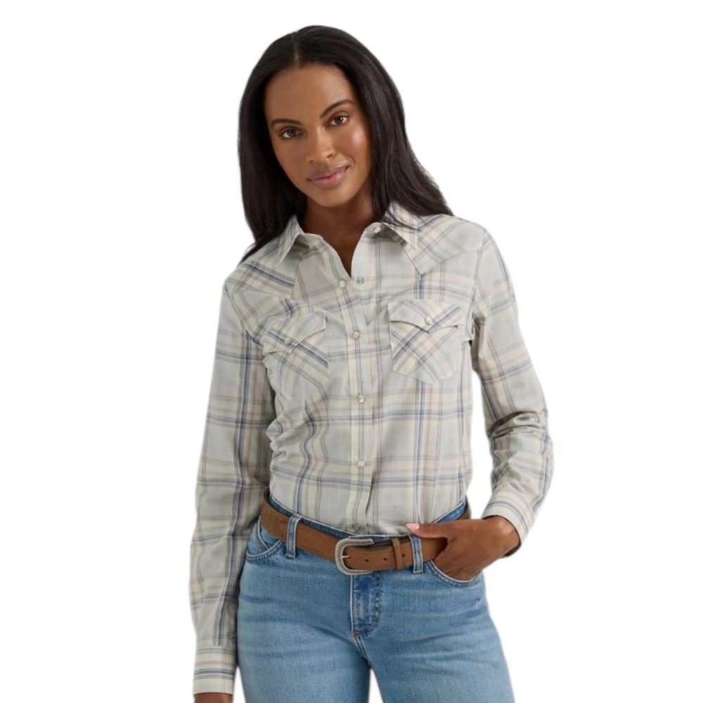 🌟NWT🌟 Wrangler Essential Long Sleeve Plaid Western Snap Top – 112360738